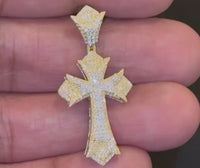 
              10K YELLOW GOLD .40 CARAT 1.50 INCHES NATURAL DIAMOND CROSS PENDANT CHARM
            