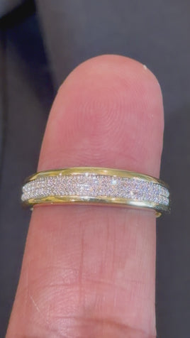 10K YELLOW GOLD .10 CARAT NATURAL DIAMOND MEN RING BAND