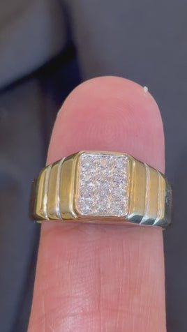 10K YELLOW GOLD .15 CARAT NATURAL DIAMOND MEN RING