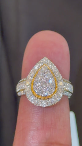3.25 CARAT LAB GROWN DIAMONDS STERLING SILVER GOLD PLATED ENGAGEMENT WEDDING RING