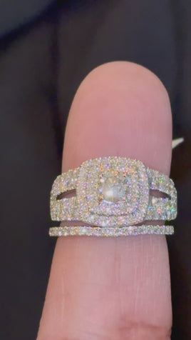 14K WHITE GOLD 2.25 CARAT NATURAL DIAMOND CENTER .55 CARAT ENGAGEMENT RING WEDDING BAND BRIDAL SET