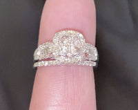 
              10K WHITE GOLD 1.25 CARAT WOMEN REAL DIAMOND ENGAGEMENT RING WEDDING BAND BRIDAL SET
            
