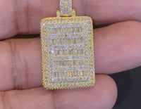 
              10K YELLOW GOLD 2.25 CARAT 1.50 INCHES REAL DIAMOND DOG TAG PENDANT CHARM
            
