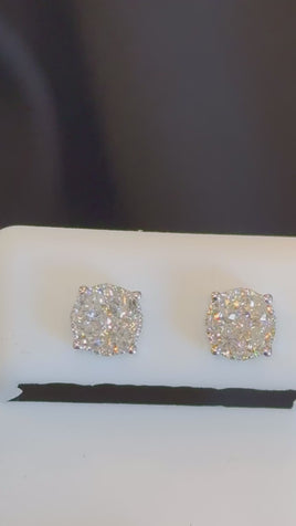 .62 CARAT STERLING SILVER 6 MM CERTIFIED LAB GROWN DIAMONDS STUDS EARRINGS