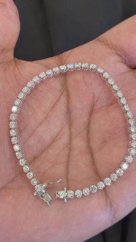 14K WHITE GOLD 5 CARAT LAB GROWN DIAMONDS 7 INCHES 3 MM BRACELET