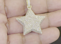 
              10K SOLID YELLOW GOLD 3.75 CARAT REAL DIAMOND 1.75" STAR PENDANT CHARM
            