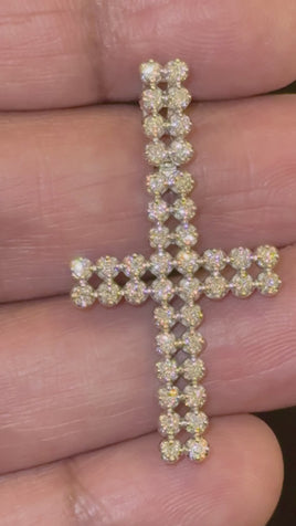 1 CARAT CERTIFIED LAB GROWN DIAMONDS STERLING SILVER 1.50 INCHES CROSS PENDANT