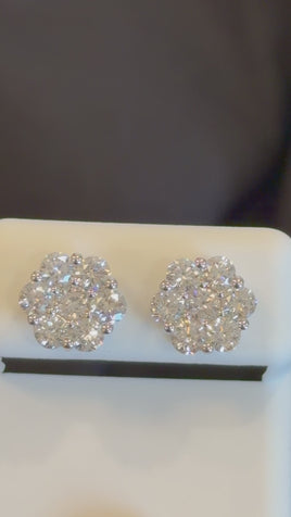 2.22 CARAT CERTIFED LAB GROWN DIAMONDS STERLING SILVER 10 MM STUDS EARRINGS