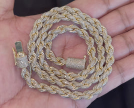 10K YELLOW GOLD 21 CARAT REAL DIAMOND 8MM 22 INCHES 76.82 GRAM GOLD ROPE CHAIN NECKLACE