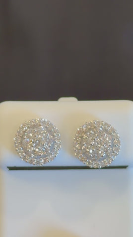 1.15 CARAT CERTIFIED LAB GROWN DIAMONDS 10 MM STERLING SILVER RHODIUM PLATED STUDS EARRINGS