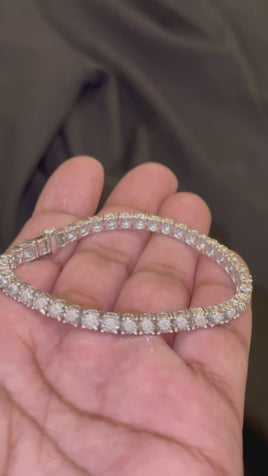 1.15 CARAT NATURAL DIAMONDS STERLING SILVER FANUC BRACELET - 8.50 INCHES - 4 MM
