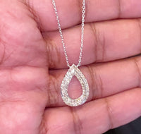 
              10K WHITE GOLD .60 CARAT REAL DIAMOND PENDANT NECKLACE WITH GOLD CHAIN
            