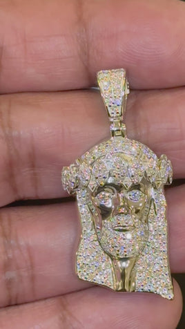 2.25 CARAT LAB GROWN DIAMONDS STERLING SILVER 1.75 INCHES JESUS CROSS PENDANT