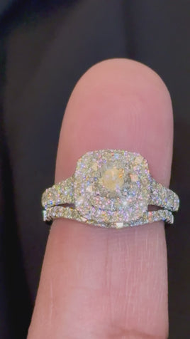 14K WHITE GOLD 2.25 CARAT NATURAL DIAMOND CENTER .55 CARAT ENGAGEMENT RING WEDDING BAND BRIDAL SET