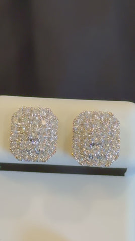 1.08 CARAT CERTIFED LAB GROWN DIAMONDS STERLING SILVER GOLD PLATED 11 MM STUDS EARRINGS