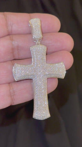 5.33 CARAT CERTIFIED LAB GROWN DIAMONDS STERLING SILVER 3 INCHES CROSS PENDANT