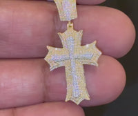 
              10K YELLOW GOLD .50 CARAT 1.50 INCHES NATURAL DIAMOND CROSS PENDANT CHARM
            