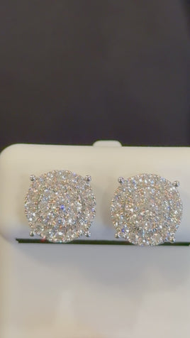 1.18 CARAT CERTIFIED LAB GROWN DIAMONDS 11 MM STERLING SILVER RHODIUM PLATED STUDS EARRING