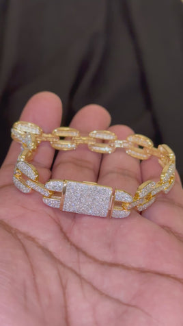 7.25 CARAT LAB GROWN DIAMONDS STERLING SILVER GOLD PLATED 8 INCHES 10 MM BRACELET