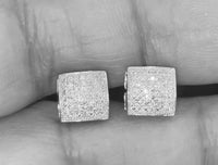 
              .25 CARAT NATURAL DIAMOND STERLING SILVER MENS WOMENS 9 MM EARRINGS STUDS
            