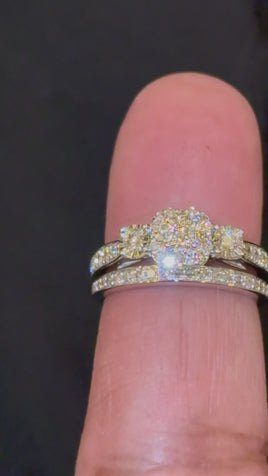 10K WHITE GOLD 1 CARAT NATURAL DIAMOND ENGAGEMENT RING WEDDING BAND BRIDAL SET