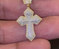 
              10K YELLOW GOLD .50 CARAT 1.50 INCHES NATURAL DIAMOND CROSS PENDANT CHARM
            