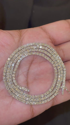 12.25 CARAT LAB GROWN DIAMONDS STERLING SILVER 20 INCHES 16.53 GRAMS 2 MM CHAIN NECKLACE