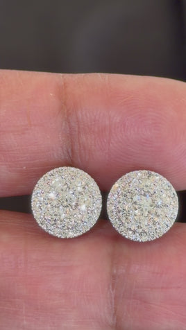 1.53 CARAT CERTIFIED LAB GROWN DIAMONDS 11 MM STERLING SILVER RHODIUM PLATED STUDS EARRINGS