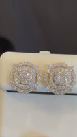 
              1.19 CARAT CERTIFED LAB GROWN DIAMONDS STERLING SILVER GOLD PLATED 12 MM STUDS EARRINGS
            