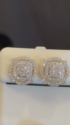 1.19 CARAT CERTIFED LAB GROWN DIAMONDS STERLING SILVER GOLD PLATED 12 MM STUDS EARRINGS