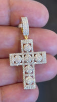 
              1.31 CARAT CERTIFIED LAB GROWN DIAMONDS STERLING SILVER GOLD PLATED 1.75 INCHES CROSS PENDANT
            