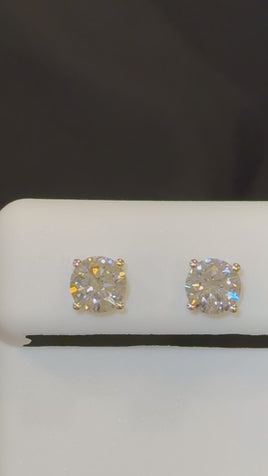 10K YELLOW GOLD 1.50 CARAT 6 MM LAB GROWN DIAMONDS SOLITAIRE STUDS EARRINGS