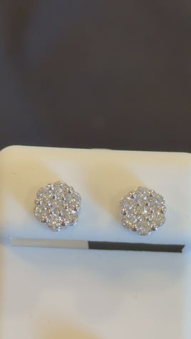 .75 CARAT CERTIFED LAB GROWN DIAMONDS STERLING SILVER 7 MM STUDS EARRINGS