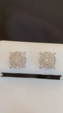 .35 CARAT NATURAL DIAMONDS STERLING SILVER 8 MM EARRINGS STUDS