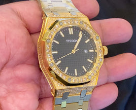 4 CARAT REAL DIAMOND STAINLESS STEEL 41 MM TYCOON WATCH
