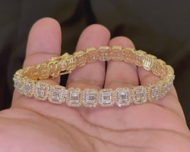 10K YELLOW GOLD 5 CARAT REAL DIAMOND 28.50 GRAMS 8 MM 8 INCHES BRACELET