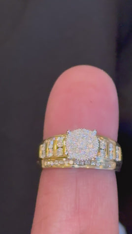 10K YELLOW WHITE GOLD 1 CARAT NATURAL DIAMOND ENGAGEMENT RING WEDDING RING BRIDAL