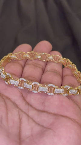 2.16 CARAT LAB GROWN DIAMONDS STERLING SILVER GOLD PLATED 8.50 INCHES 9 MM BRACELET