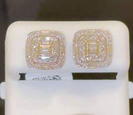 10K YELLOW GOLD 1 CARAT NATURAL DIAMONDS 11 MM EARRINGS STUDS