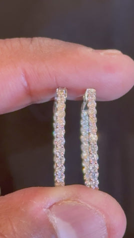 14K WHITE GOLD 1.58 CARAT 25 MM EGL CERTIFIED LAB GROWN DIAMONDS STUDS EARRINGS HOOPS