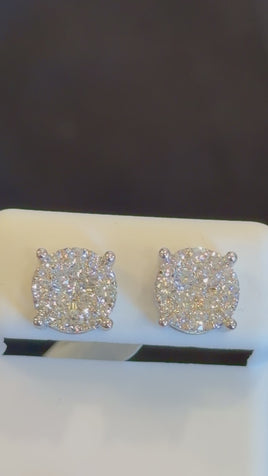 1.06 CARAT CERTIFED LAB GROWN DIAMONDS STERLING SILVER 10 MM STUDS EARRINGS