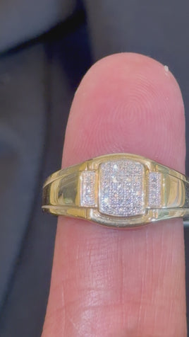 10K YELLOW GOLD .15 CARAT NATURAL DIAMOND MEN RING
