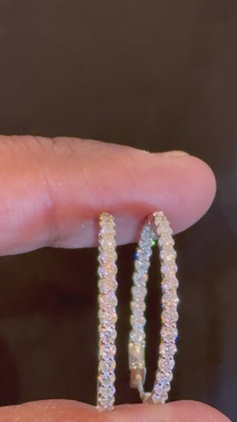 14K WHITE GOLD 2.16 CARAT 28 MM EGL CERTIFIED LAB GROWN DIAMONDS STUDS EARRINGS HOOPS