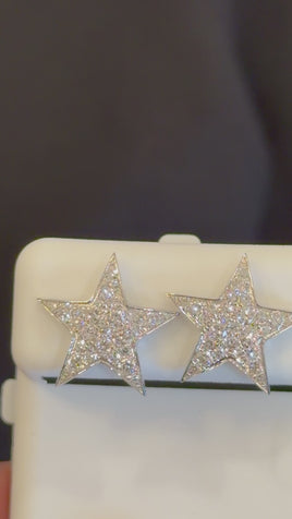.79 CARAT CERTIFIED LAB GROWN DIAMONDS 15 MM STERLING SILVER RHODIUM PLATED STAR STUDS EARRINGS