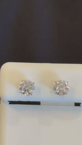 14K YELLOW GOLD 1.45 CARAT CERTIFIED LAB GROWN DIAMONDS 6 MM SOLITAIRE STUDS EARRINGS