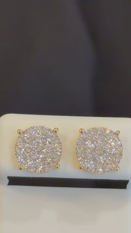 1.42 CARAT CERTIFIED LAB GROWN DIAMONDS 10 MM STERLING SILVER GOLD PLATED STUDS EARRINGS