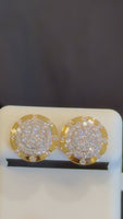 
              1.18 CARAT CERTIFED LAB GROWN DIAMONDS STERLING SILVER GOLD PLATED 12 MM STUDS EARRINGS
            