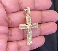 
              10K YELLOW GOLD 2.50 CARAT 2 INCHES REAL DIAMOND CROSS PENDANT CHARM CROSS
            