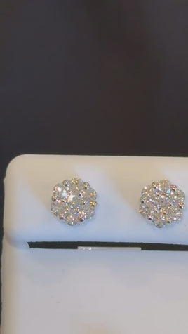 14K WHITE GOLD 1.01 CARAT EGL CERTIFIED LAB GROWN DIAMONDS 8 MM STUDS EARRINGS