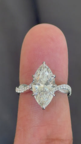 14K WHITE GOLD 4.20 CARAT CERTIFIED LAB GROWN DIAMONDS ENGAGEMENT WEDDING RING